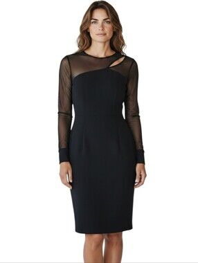 Cache Black Bodycon Dress Long Sleeve Cocktail Little Black Dress LBD NWT